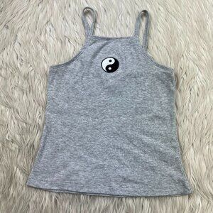 Melrose and Market Ribbed Embroidered Yin Yang High Neck Tank